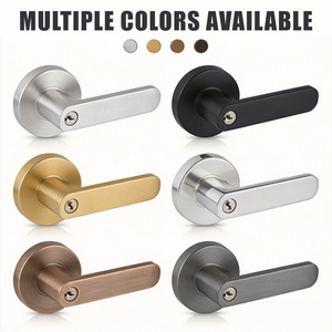 Tianyi Brushed Stainless Steel Door Handle Lever <b>Lock</b> Round Rosette <b>Keyed</b> Entry Modern Interior Bedroom Hardware Lockset - Product Image 2