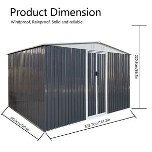 中国出口<span class=keywords><strong>10</strong></span> 'X 12' 户外储物棚木炭灰色金属工具屋，免费送货铝框架 - Product Image 6