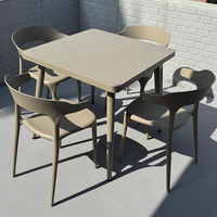 Ensemble de table et de chaises de salle à manger d'extérieur moderne et léger, résistant à l'eau et aux UV, en métal et PE, pour terrasse, jardin, salon, parc