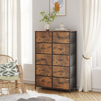 Commode moderne à 10 tiroirs avec coffre amovible en tissu Armoire en bois à prix équitable pour chambre à coucher, salon, maison, meubles en métal