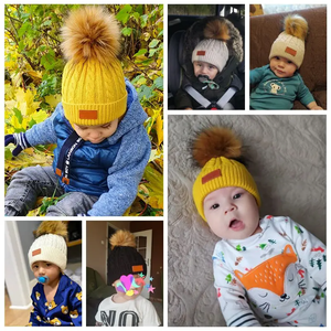 Baby Winter Hat Beanie Autumn Winter Warm Knitted Children Unisex Solid Hairball Elastic Kids <b>Bonnet</b> 100% Polyester Sequin - Product Image 5