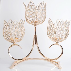 Porte-bougie large en cristal, 16 ", élégant bijou doré - Product Image 2