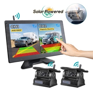 Caméra <span class=keywords><strong>de</strong></span> <span class=keywords><strong>recul</strong></span> sans fil à charge solaire magnétique avec moniteur DVR 10'' et alarme d'angle mort BSD <span class=keywords><strong>pour</strong></span> camions/camping-cars/remorques/chariots élévateurs - Product Image 1