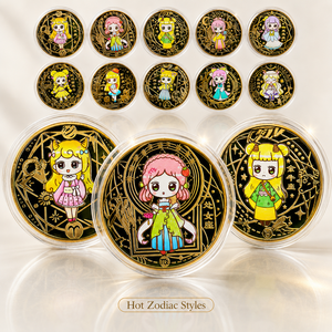 Monedas Coleccionables de Anime de las 12 <span class=keywords><strong>Constelaciones</strong></span>, Moneda de Recuerdo Chapada en Oro con Diseño de Dibujos Animados del Zodiaco, Monedas <span class=keywords><strong>Personalizadas</strong></span> de Anime de las 12 <span class=keywords><strong>Constelaciones</strong></span> - Product Image 3