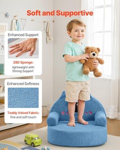 Movable & Washable Monster Style Teddy Plush <b>Cover</b> Comfy Foam Kids <b>Sofa</b> Toddler Chair with <b>Armrests</b> <b>for</b> Playroom Ideal Gifts - Product Image 3
