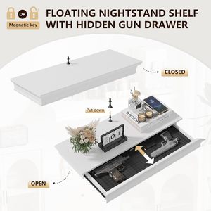 Popüler yüzer gece standı gizli depolama güvenli tuzak kapı RFID kilidi ile katı ahşap duvara monte depolama - Product Image 3
