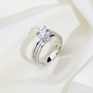Bague de fiançailles Messi Jewelry MSR-2085 en or blanc 18 carats, forme ronde, diamant de laboratoire, bague tendance - Product Image 6