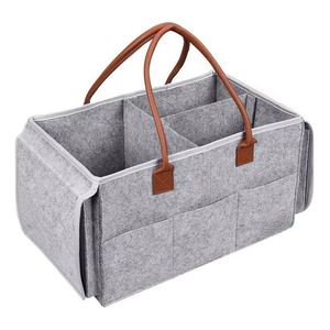 Custom LOGO Foldable Large Capacity Felt Diaper Bag <b>Storage</b> <b>Basket</b> Felt Mommy Nappy Caddy Organizer Tote Bag - Product Image 6