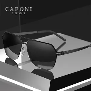 CAPONI 폴라로이드 나일론 선글라스 클래식 스퀘어 스타일 UV 표준 안경 나사 디자인 고품질 태양 그늘 CP8678