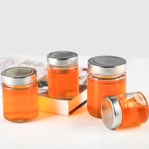 Pots à <span class=keywords><strong>miel</strong></span> en verre transparent et droit avec couvercle en métal or, 8 oz, pièces - Product Image 2