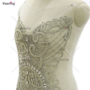 WDP-466 豪華な装飾のアップリケ ボディース ハンドメイド ラインストーンアップリケ パーティードレス用 - Product Image 4