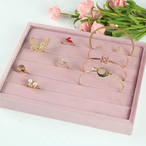 High-End Veludo Rosa Jóias Rack Exibição Props Janela Colar Anel Rack Display para Premium Jewelry Container - Product Image 6