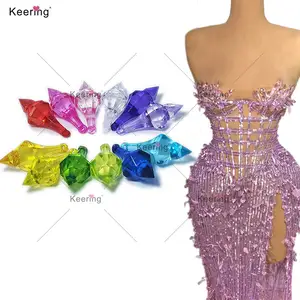 DIY Wedding decoration plastic drop tip pendant diamond material transparent acrylic stone beads for dress