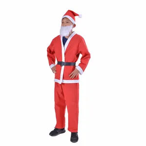 儿童圣诞老人套装儿童红色毡圣诞老人服装