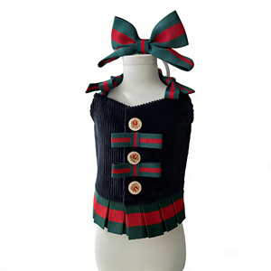 Accessori per Animali Domestici ZHONGYA, Vestiti per Cani di Tendenza, Stile Retrò Coreano Primaverile, Abito Corto con Papillon per Cani e Gatti - Product Image 2