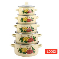 Ensemble de casseroles en émail Japandi de luxe 14+16+18+20+22+24CM, de haute qualité, en métal durable, en fer et en verre, pour un usage domestique