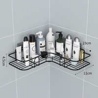 Étagère de rangement murale en métal sans perçage, étagère d'angle triangulaire pour salle de bain, pour vaisselle