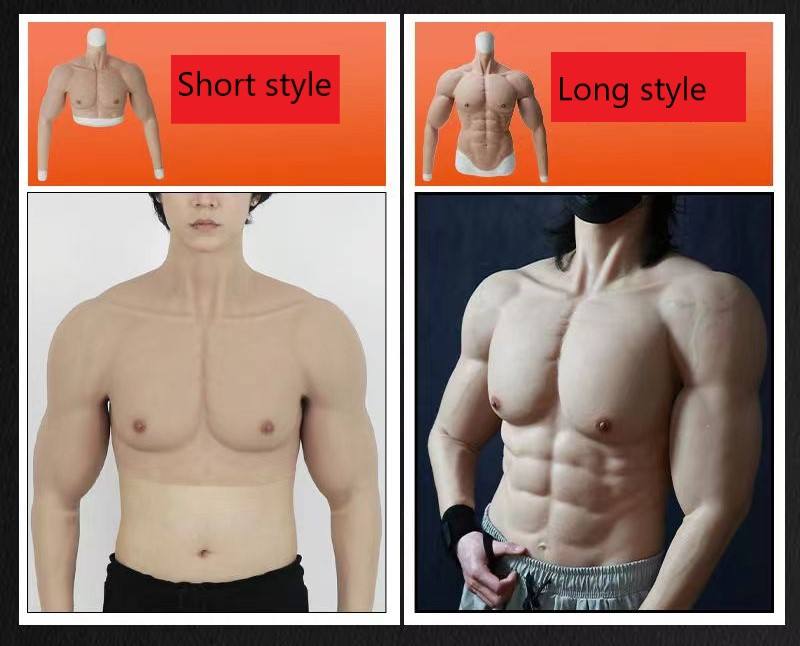 Realistic Silicone Muscle Chest Suit with Arms for Cosplay and Party ...