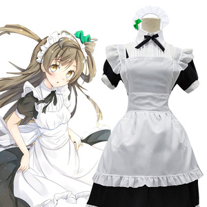 Love Live! Disfraz de sirvienta, vestido largo blanco y negro, traje de cosplay de anime para mujer - Product Image 4
