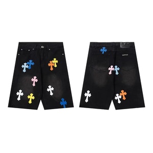 Pantaloncini da Uomo Trendy in <span class=keywords><strong>Pelle</strong></span> con Ricamo a Croce, Lusso Leggero, Vestibilità Ampia e Versatile, Gamba Dritta, Lunghezza al Ginocchio - Product Image 6