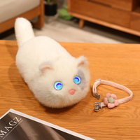Coussin en peluche chat couché intelligent IA de 43 cm avec yeux LED lumineux, compagnon électronique interactif, poupée en peluche
