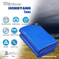 Bâche Bleue Imperméable en PE, 3,6 x 4,3 Mètres, Bâche Polyvalente Moyennement Robuste pour Protection Contre l'Eau