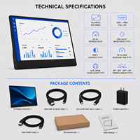 Moniteur portable réglable de 15,6 pouces avec support USB C, écran secondaire pour le bureau