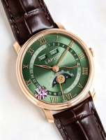 Montre automatique de luxe pour homme, haute qualité, style hip-hop, boîtier or rose, bracelet en cuir, calendrier, semaine, phases de lune