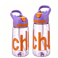 Bouteille d'eau portable OEM/ODM en plastique transparent résistant aux hautes températures de 450 ml/550 ml avec paille pour l'extérieur