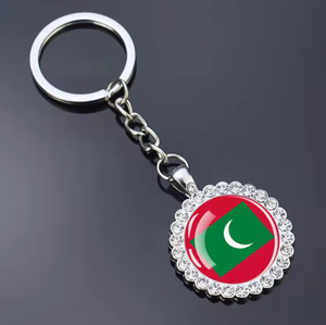 Novo Lançamento: Chaveiro com Bandeira das Maldivas, Acessório de Bolsa com Pingente de Strass e Vidro, Chaveiro Personalizado com Todas as Bandeiras Nacionais - Product Image 1