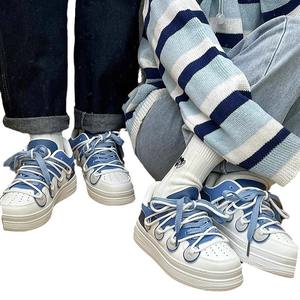 Venta al por mayor de moda de las mujeres de la plataforma de la zapatilla de deporte de moda con cordones Casual de piel sintética cómoda suela gruesa <span class=keywords><strong>tenis</strong></span> zapatos para caminar - Product Image 6