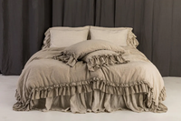 Ensemble de literie de drap-housse de taille de motif personnalisable à volants adapté au mariage à la maison