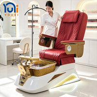 Fauteuil de pédicure spa personnalisable pour salon, fauteuil de massage électrique, fauteuil de pédicure en PU avec surpiqûres diamantées et spa pour les pieds à jets