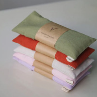 Coussin oculaire aromathérapeutique relaxant en lin et lavande, personnalisable avec logo, réutilisable, lesté, chauffable au micro-ondes, idéal pour le sommeil et le SPA