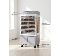 Refroidisseur d'air évaporatif portable 20L 80W avec commande par bouton, 3 vitesses, minuterie 12H, glacières offertes, 360° °   Roues en option, plateau en verre