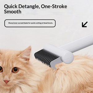 Brosse et peigne démêlants pour chiens et chats - Outil pour animaux à poils longs, fin et lisse, en ABS, rechargeable, avec <span class=keywords><strong>coupe</strong></span>-nœuds - Product Image 3
