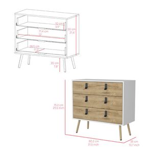 Magness Dormitorio Cómoda en Blanco/Macadamia Elegante y Práctico Pieza de Mueble - Product Image 3