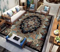 Tapis moderne réversible en polyester à motif floral bohème, fabriqué à la machine, pour salons – Convient aux animaux domestiques, antidérapant, écologique et rembourré