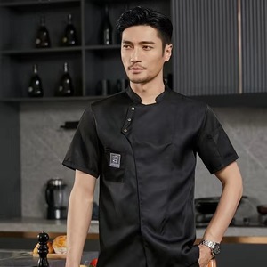 Abrigo de chef negro, chaqueta de chef, uniforme de mujer para café, cocina, ropa de cocina, hombres culinarios, abrigo de manga larga para restaurante, hotel, bar - Product Image 1