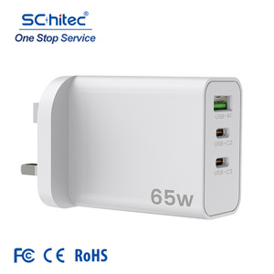 อะแดปเตอร์ชาร์จเร็ว SChitec US Plug แบบพับได้ 65W GaN ชาร์จเร็วแบบคู่ รองรับการชาร์จเร็วพิเศษ Type-C USB สำหรับแล็ปท็อป - Product Image 1
