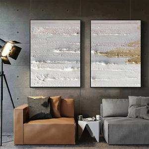 Décoration murale pour la maison, grande toile d'art murale, décoration d'intérieur, peinture minimaliste blanche de luxe, peinture faite à la main - Product Image 2