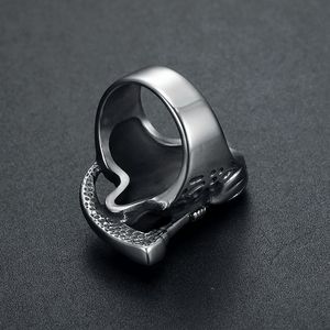 <b>Skull</b> And Scythe Men's <b>Ring</b> Titanium Steel Silver Color Asymmetry Design Gift Jewelry For Men - Product Image 4