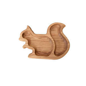 Assiettes en bois <span class=keywords><strong>de</strong></span> chêne faites à la main pour enfants, assiettes pour tout-petits, plateau pomme, écureuil, châtaigne, poire - Product Image 6
