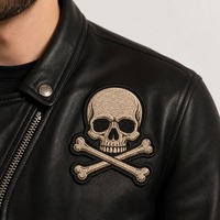 Patch thermocollant classique brodé crâne personnalisé en tissu sergé 3D pour gilet