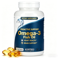 Gélules d'huile de poisson oméga-3 personnalisées en marque blanche, 1000 mg EPA DHA, complément alimentaire pour la santé cardiaque et cérébrale