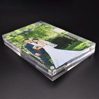 Bloc photo magnétique en acrylique double face 4x6, cadre photo en lucite transparent, présentoir de table, support cadeau personnalisé