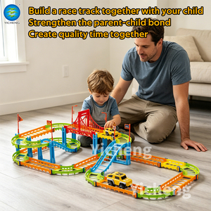 Ensemble de piste de course rapide 95 pièces pour enfants, piste modulaire flexible 3D à construire soi-même avec voiture électrique, jouets de construction et de course en plastique haute vitesse - Product Image 6