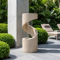 Fuente de Agua Interior y Exterior Ecológica de Resina con Forma Geométrica Moderna 2026, Cascada con Luz LED, Novedades