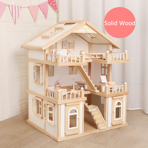 Maison de poupée en bois en gros de haute qualité, vente chaude, jouet d'imitation, villa en bois pour enfants avec meubles de chambre de poupée, maison de poupée - Product Image 3