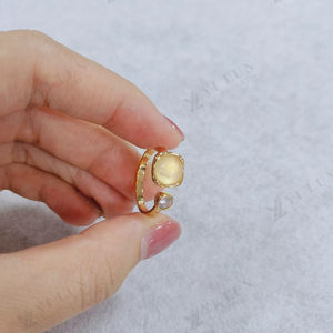 YILUN Anillo de piedra natural de oro Chapado en <span class=keywords><strong>plata</strong></span> de ley 925 Diseñ<span class=keywords><strong>o</strong></span> único Anillo de vidrio ajustable para mujer - Product Image 5